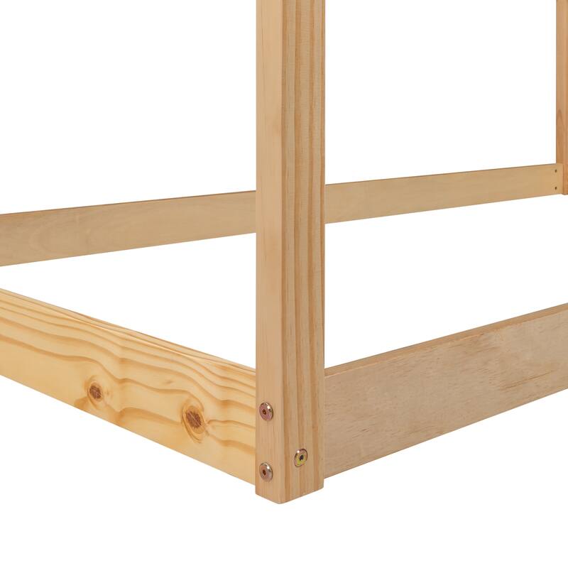Twin Size House Bed Frame with Semi-Enclosed Design, Perfect for Kids