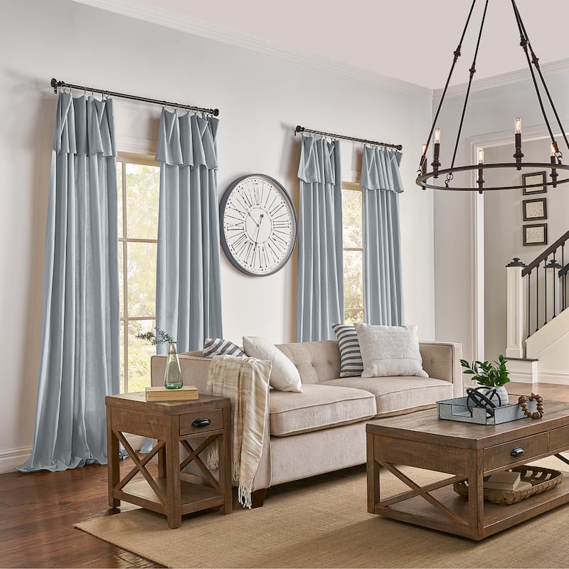 Mercantile Drop Cloth Light Filtering Ring Top Tab Farmhouse Curtain Panel with Valance