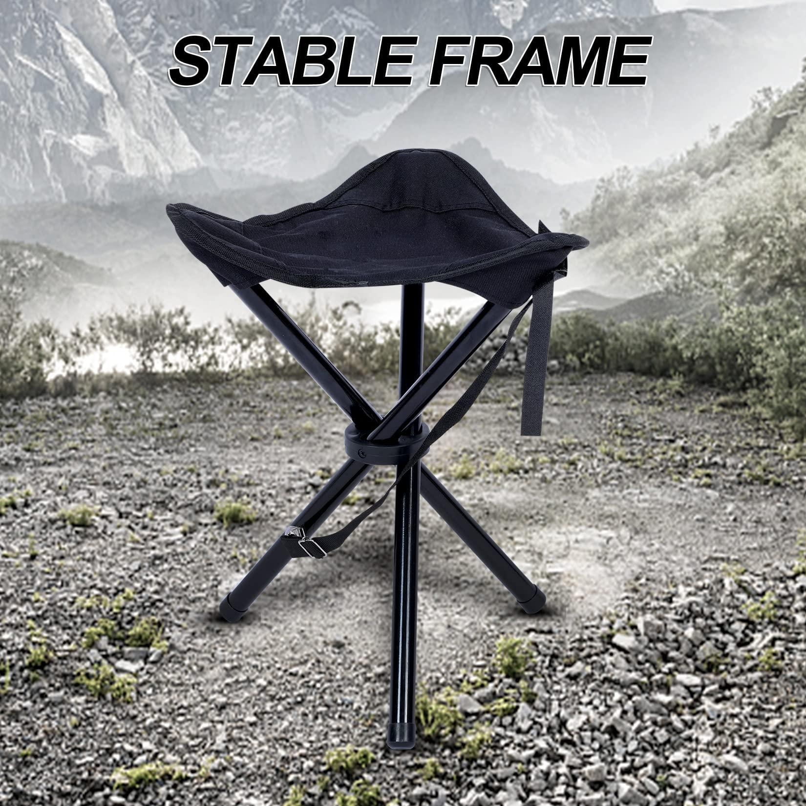 Folding tripod chair deals with back