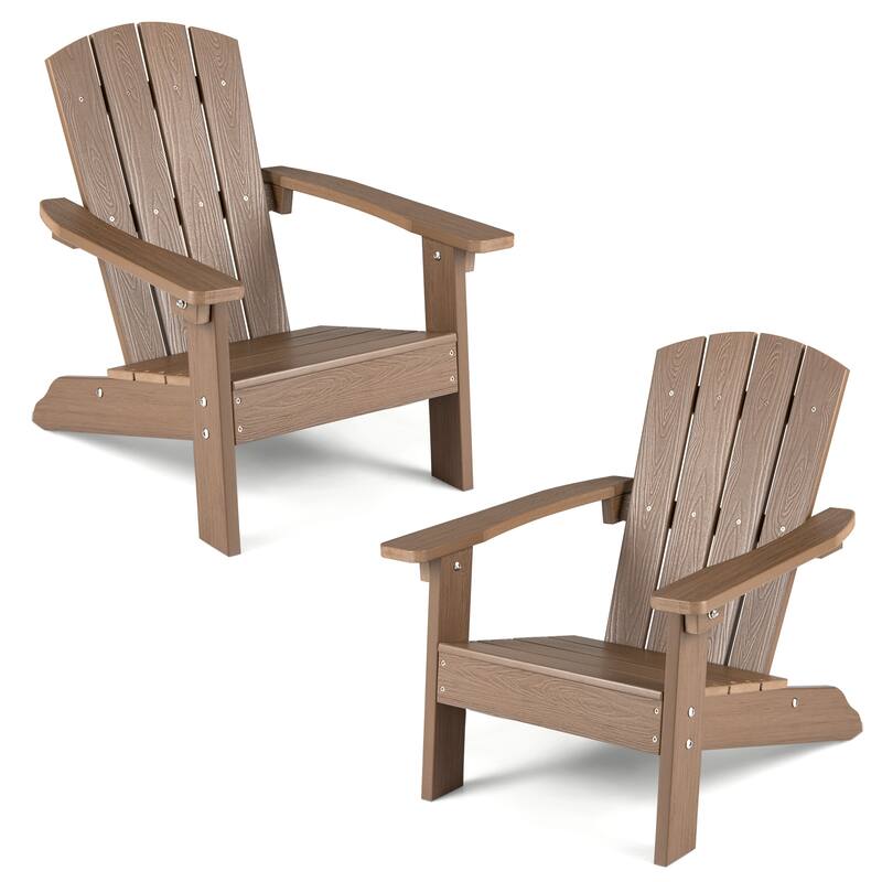 Gymax 2PCS Kid's Adirondack Chair All-Weather HDPE Toddler Lawn Chair - Brown