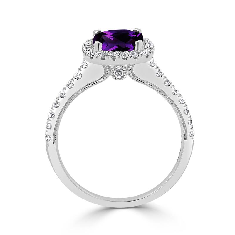 Auriya 1 1/8ct Cushion-cut Purple Amethyst and Halo Diamond Engagement Ring 3/8ctw 14k Gold
