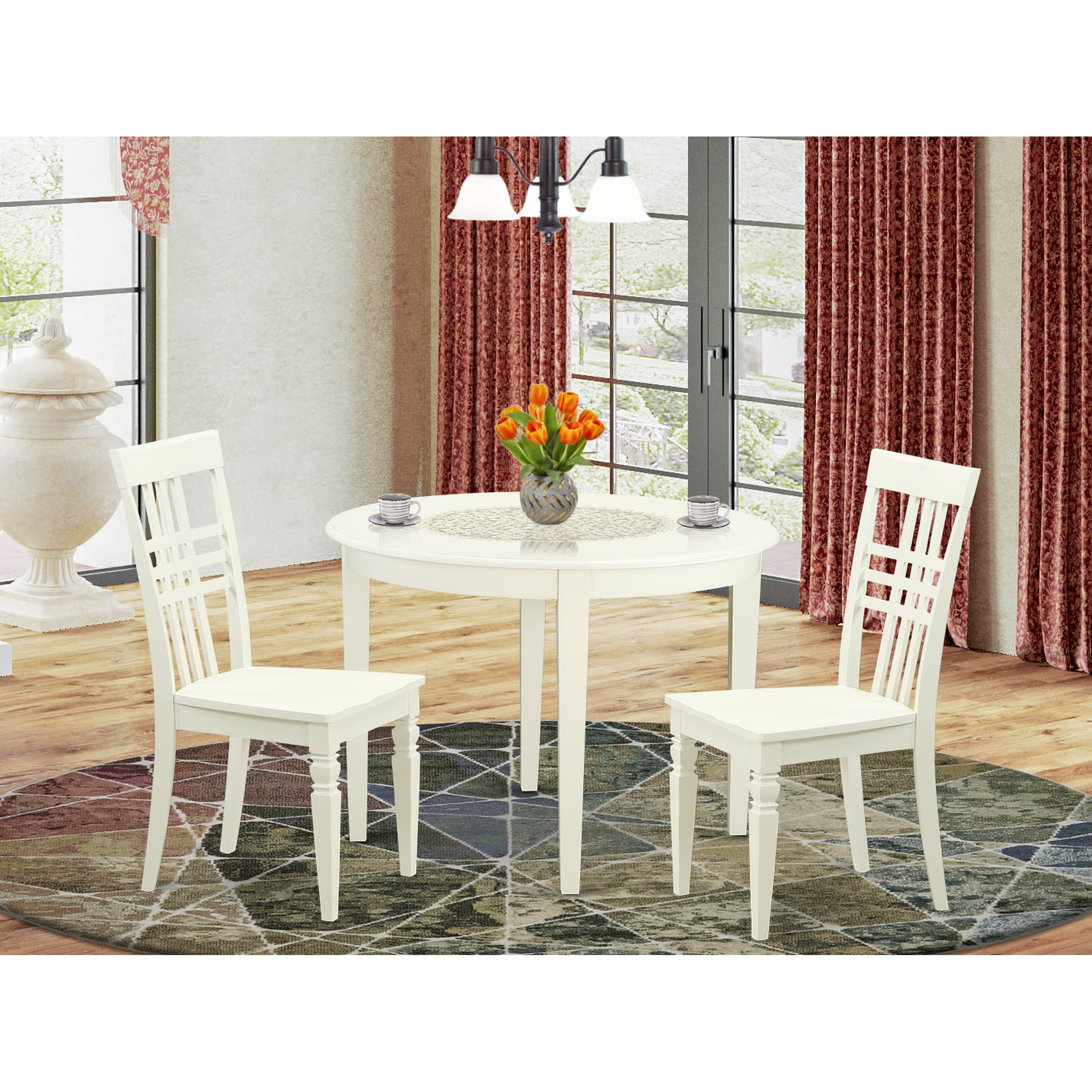 Small Kitchen Table Set In Linen White Finish Overstock 14366462