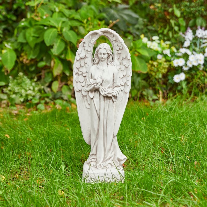 Glitzhome 20.5"H MGO Standing Archangel Garden Statue Outdoor Indoor Sculpture