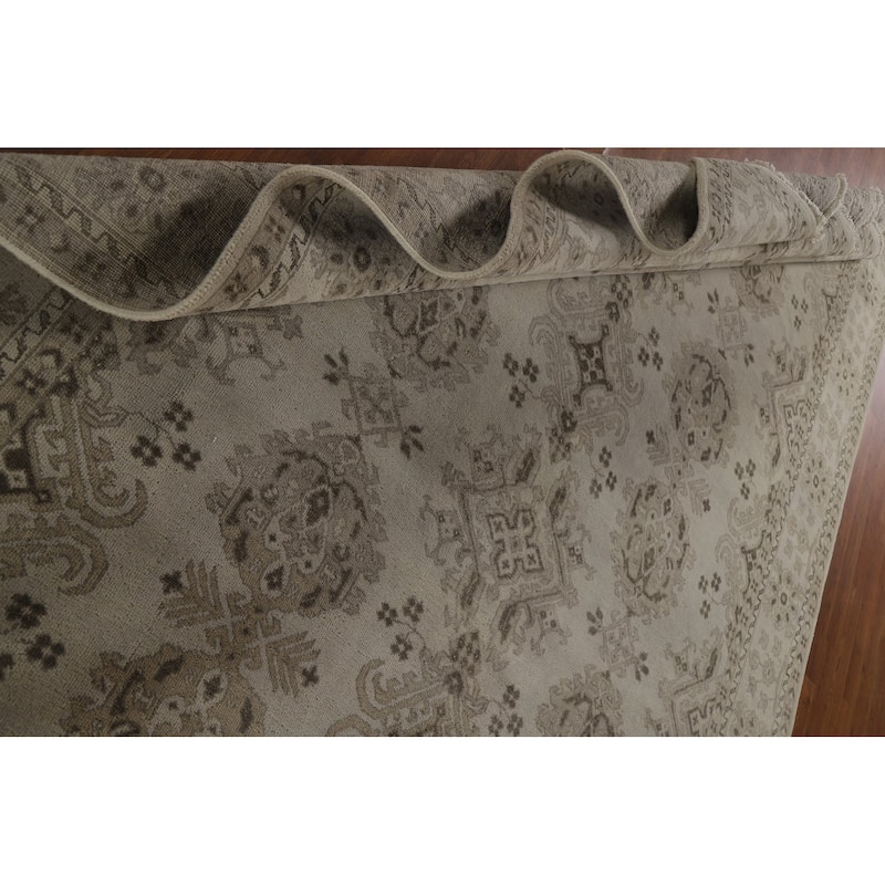 Oushak Area Rug Handmade Geometric Wool Carpet - 7'9"x 10'5"