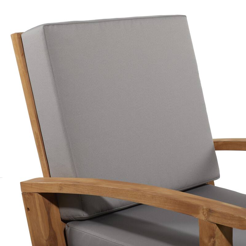 Teak Wood Arm Chair and Loveseat Outdoor Seating Set with Cushions and Coffee Table - Set of 4 Brown - Roche River Decor