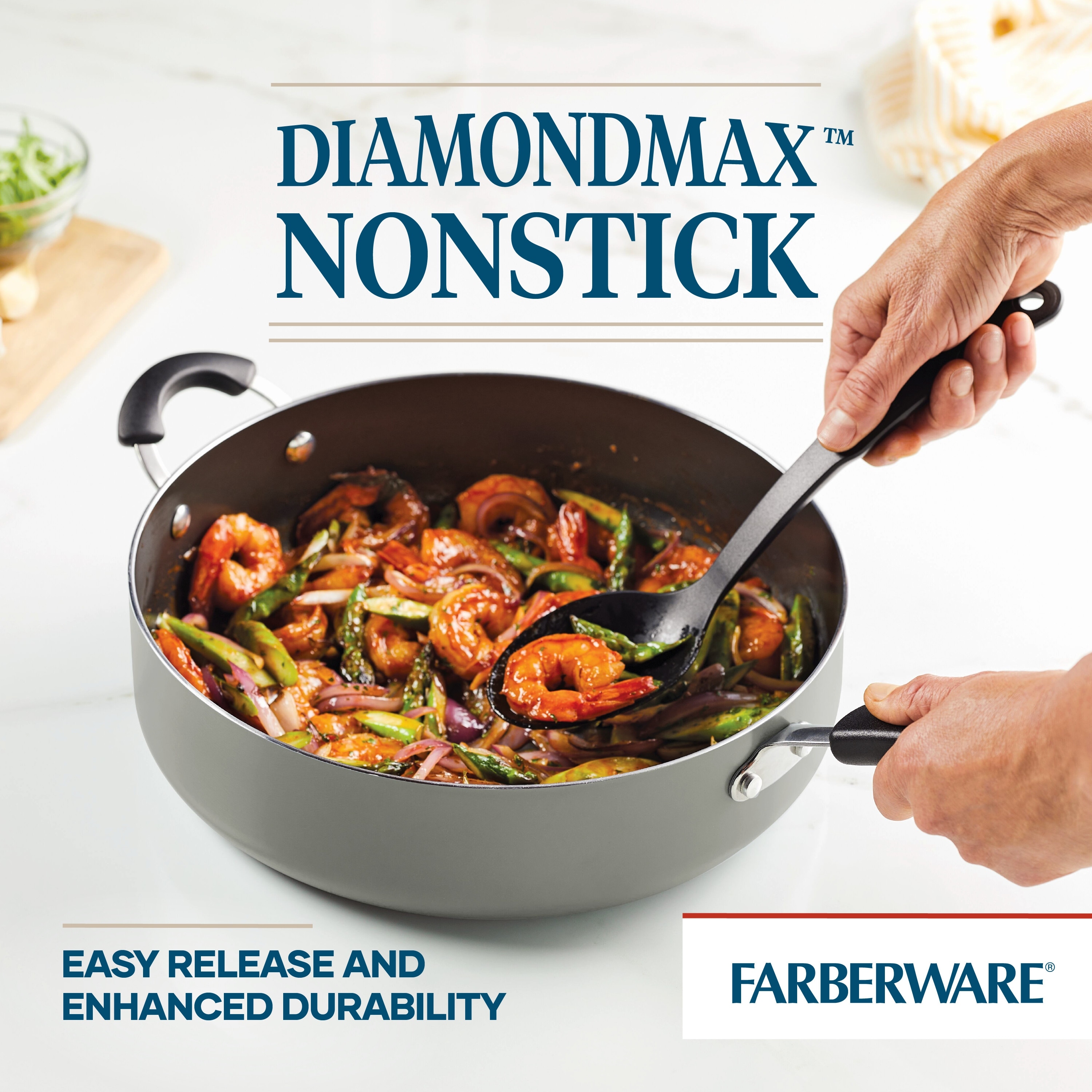 Farberware Dishwasher Safe Nonstick Aluminum 6-Quart Covered Jumbo Cooker with Helper Handle, Champagne