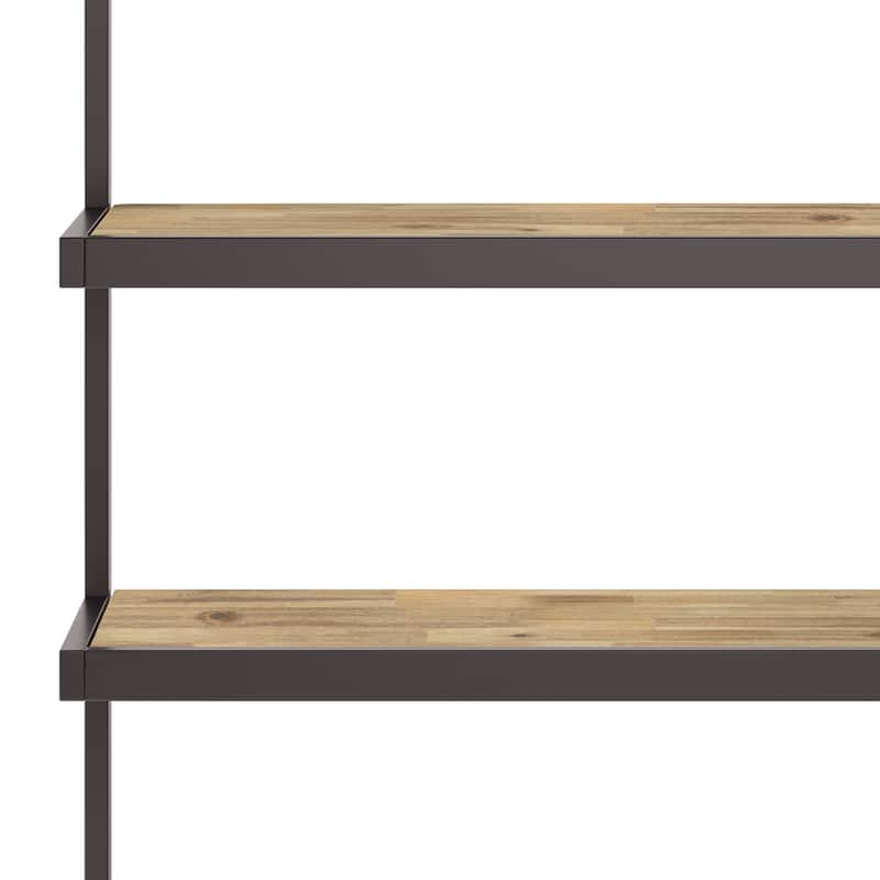 WYNDENHALL Cecilia SOLID ACACIA WOOD and Metal 66 inch x 36 inch Rectangle Industrial Bookcase - 36"w x 16.5"d x 66" h