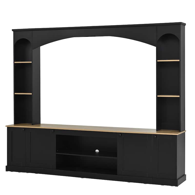 Modern 73.8" Wall Unit Entertainment Center with Bookshelves for TVs up to 70", TV Stand Media Console with Adjustable Shelves