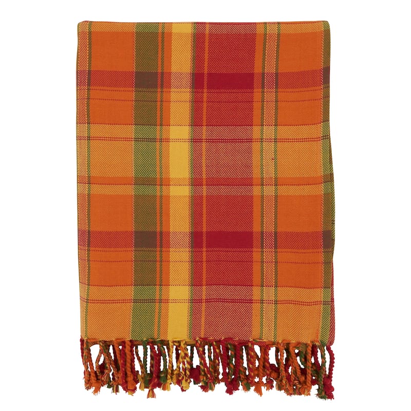 Throw Blanket With Harvest Plaid Design