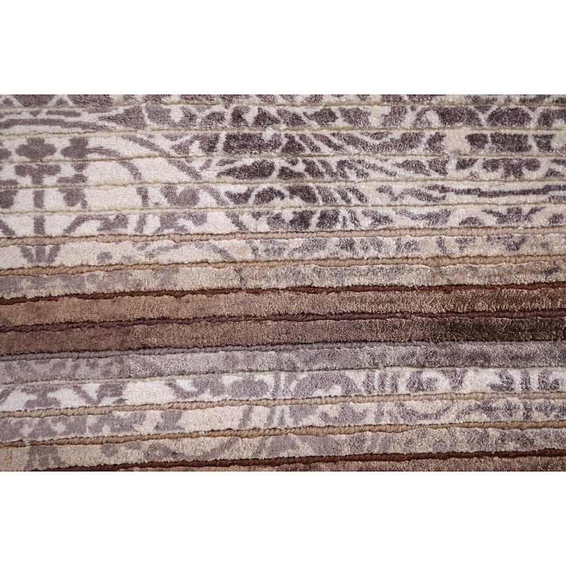 Striped / Abstract Oriental Accent Rug Handmade Wool Carpet - 2'8" x 5'0"