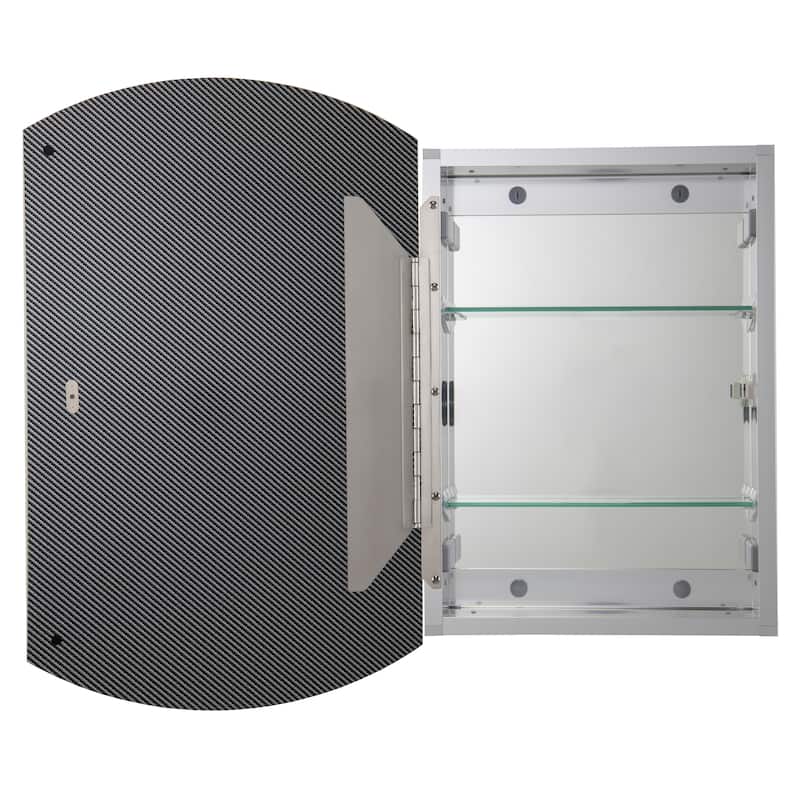 Croydex Sirena Arched Aluminum Medicine Cabinet Easy Install, Recessed or Surface Mount, 15W x 26H