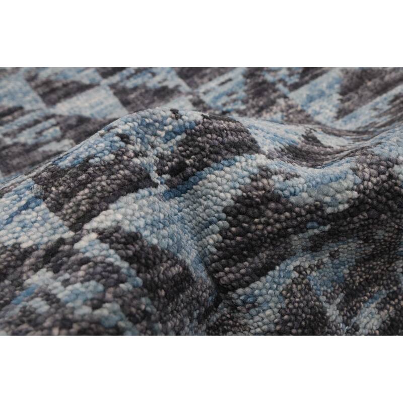 ECARPETGALLERY Hand-knotted Opulence Light Blue Wool Rug - 2'4 x 8'3