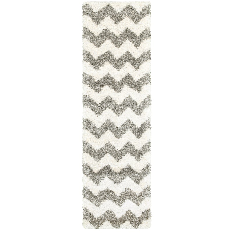 Style Haven Harrison Chevron Stripes Plush Shag Rug - 2'3" x 7'6" Runner - Runner/Rectangle
