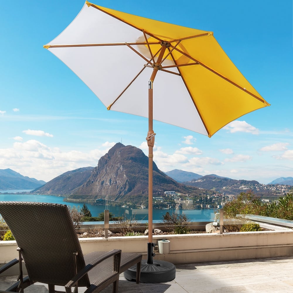 Autlaycil 7.5FT Solar Patio Umbrella with Base and Tilt,Crank