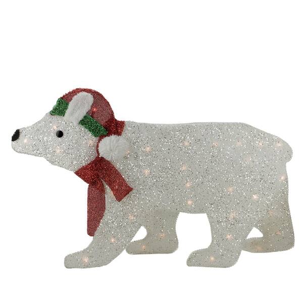 Shop 19 25 White Lighted 2d Glittered Polar Bear Outdoor