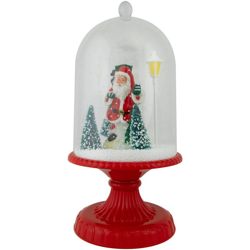 13.5" LED Lighted Snowing Musical Santa Under Cloche Christmas Decoration
