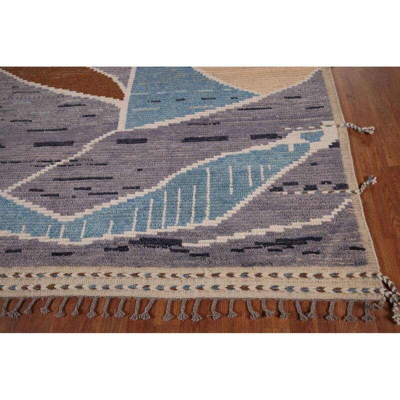 Abstract Moroccan Oriental Large Area Rug Handmade Wool Carpet - 9'10"x 14'7"