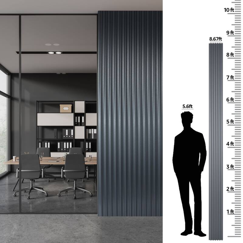 Art3d 104'' X 6.3'' Fluted Wall Panel for Interior Decor, WPC Wall Panel, Metal Finish,8pcs - N/A