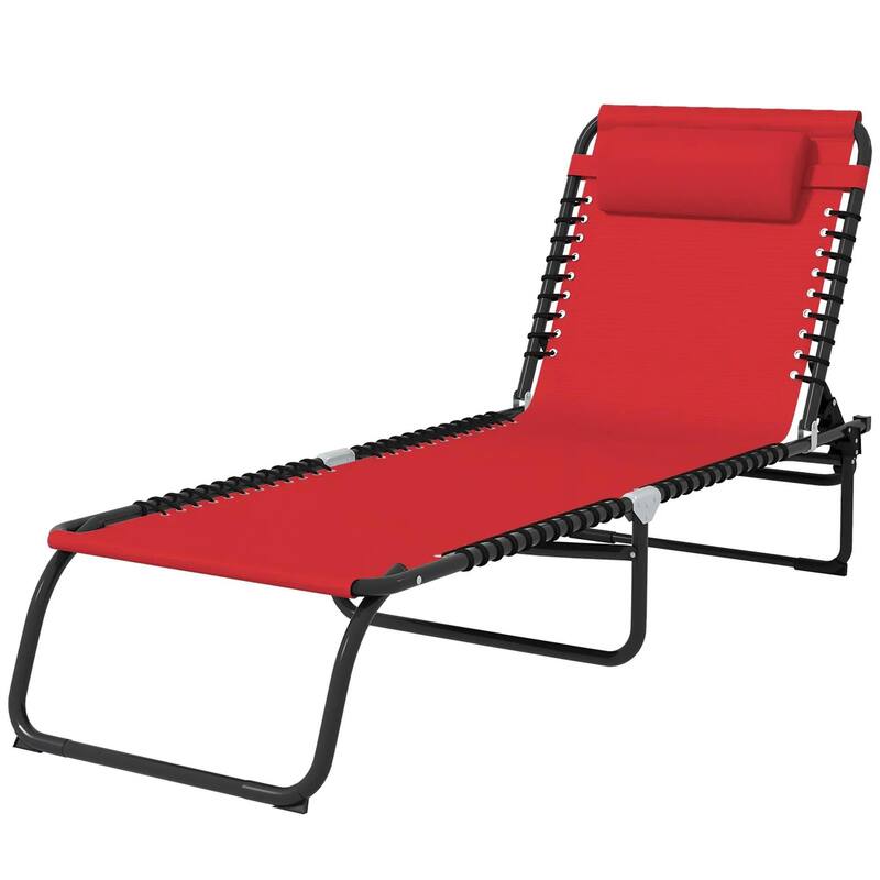 Foldable Chaise Lounge,4-Pos Recline,Trifold Portable,Breathable Mesh