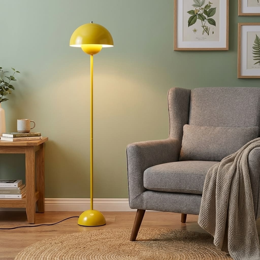 Industrial Metal Shade White/Black/Gold Floor Lamp with Foot Switch Modern Tall Standing Lamp for Living Room