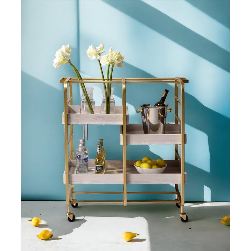Vorrik Gold & White Washed Finish Serving cart - Gold,White