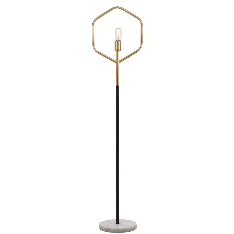 SAFAVIEH Lighting 59-inch Brass Gold Mave Edison Bulb Floor Lamp - 13" x 9.75" x 57"