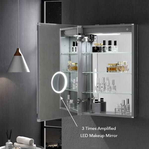 Shop Led Medicine Cabinet With Lights Defogger Dimmer 3x Amplified Mirror Outlets Usb Overstock 31635574