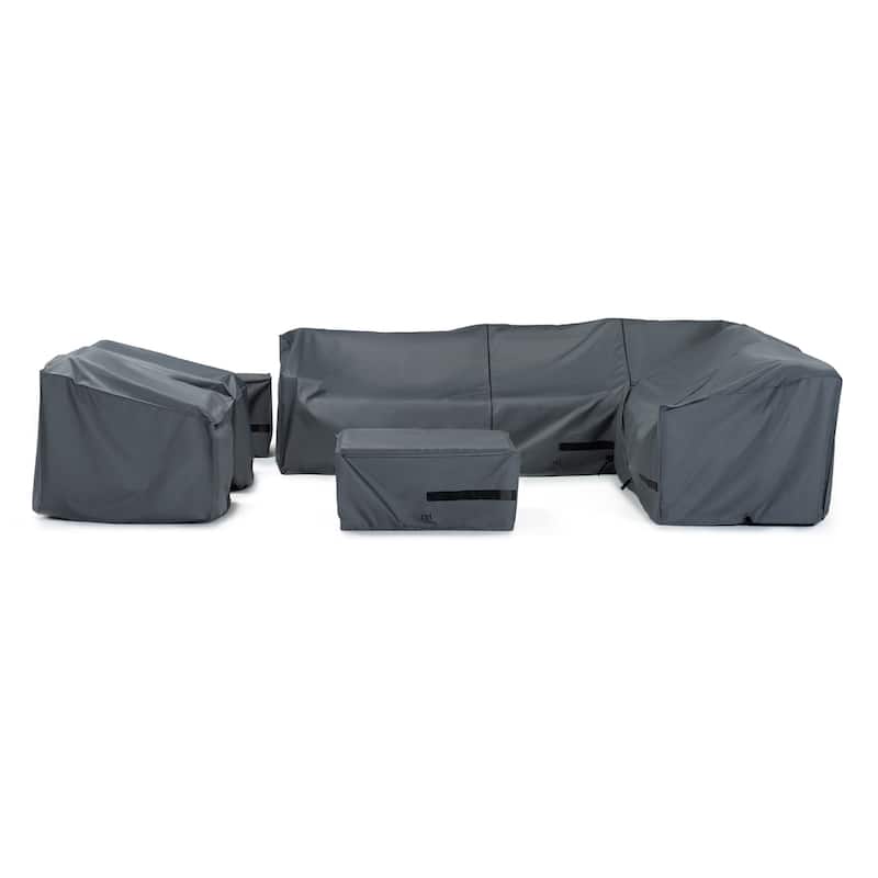 Deco 9 Piece Polyester Outdoor Patio Sectional Deluxe Furniture Covers - Grey