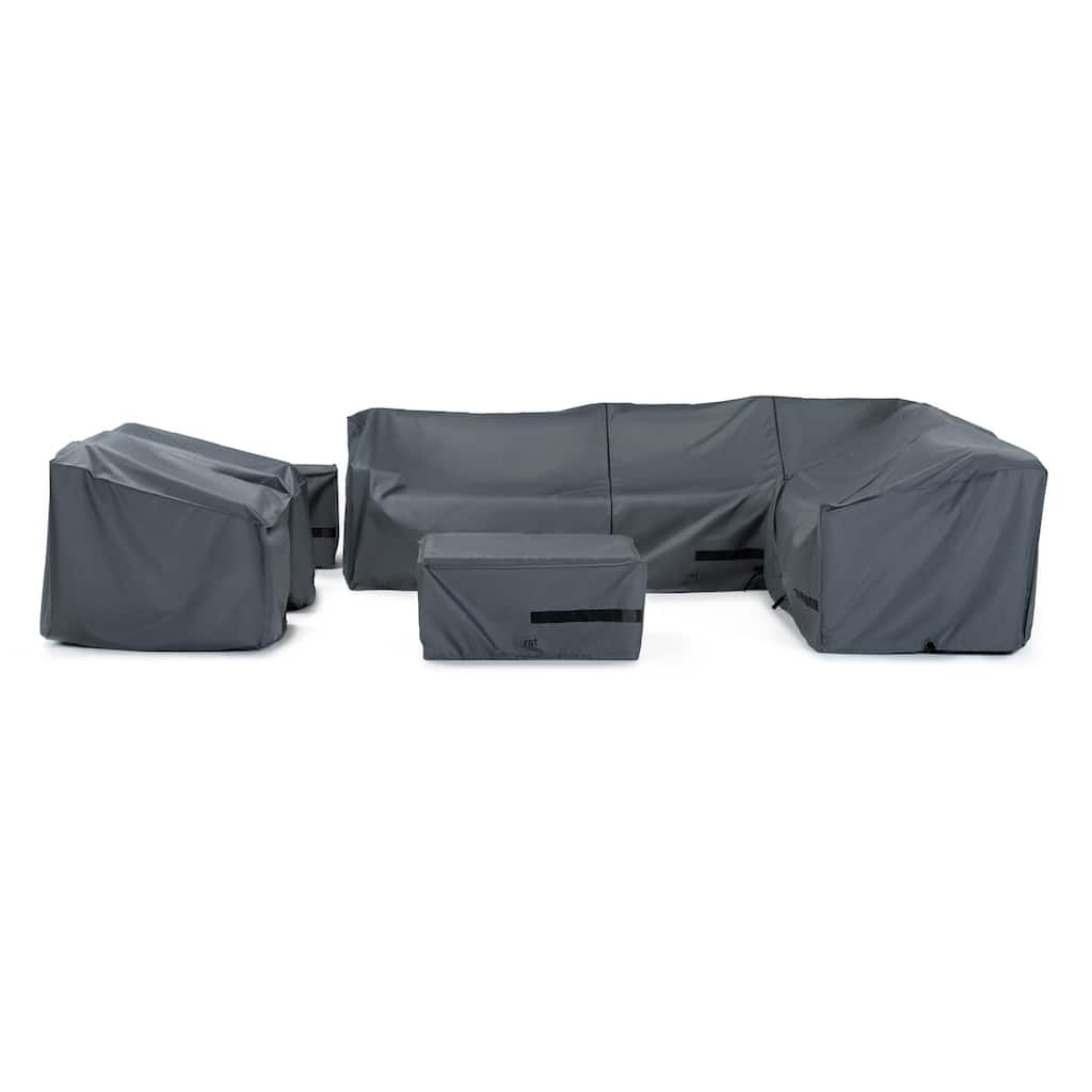 Deco 9 Piece Polyester Outdoor Patio Sectional Deluxe Furniture Covers - Grey