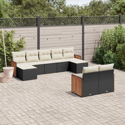 vidaXL Patio Sofa Set with Cushions Outdoor Conversation Furniture Poly Rattan