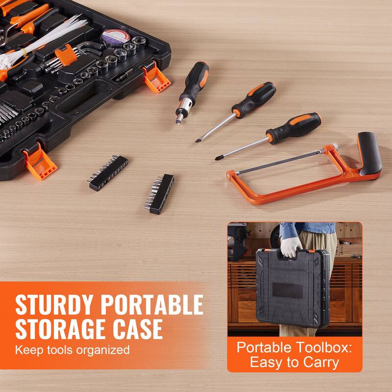 Multifunctional 216-Piece Hand Steel Repair Tools Set for DIY and Maintenance - 17.6 x 15.75 x 3.15 inch