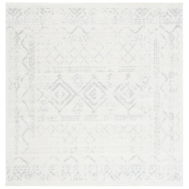 SAFAVIEH Tulum Marte Rustic Moroccan Boho Tribal Distressed Rug - 6'7" x 6'7" Square - Ivory/Light Grey