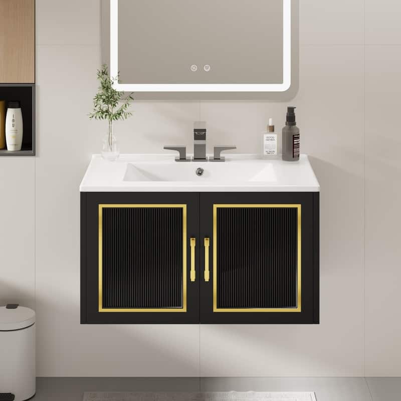 30" Bathroom Vanity with Ceramic Sink & Cabinet