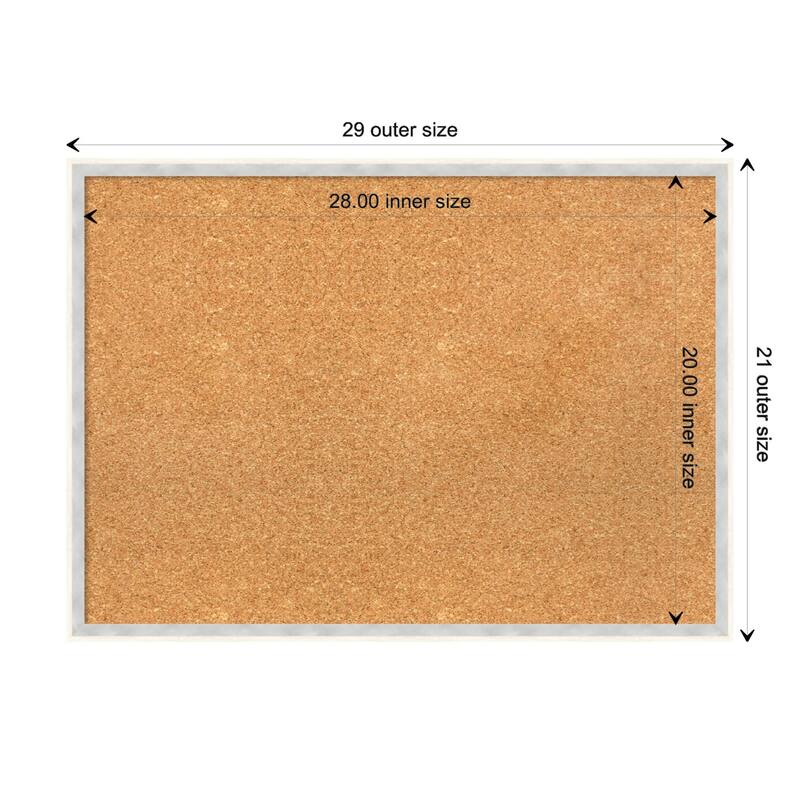 Paige Wood Framed Natural Corkboard Bulletin Board - Paige White Silver - Board Size 28x20