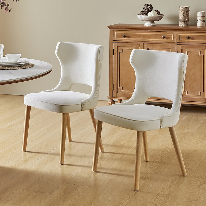 Rita Mid-century Modern Dining Chair with Solid Wood Legs Set of 2 by HULALA HOME