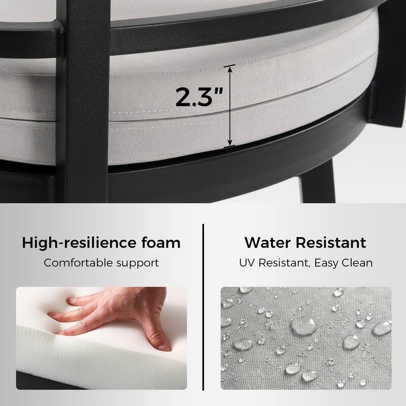 Aluminum Swivel Outdoor Bar Stool with Cushion Modern Bar Height Dining Chair for Outdoor and Indoor Use