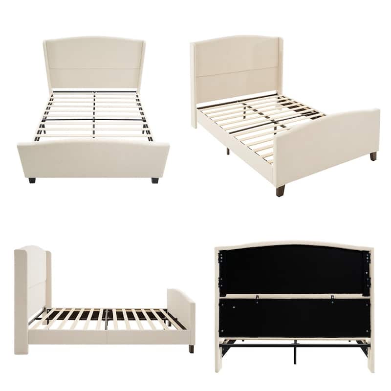 Bed Frame with 49.21"High Back Upholstered Headboard and 27.17" High Footboard