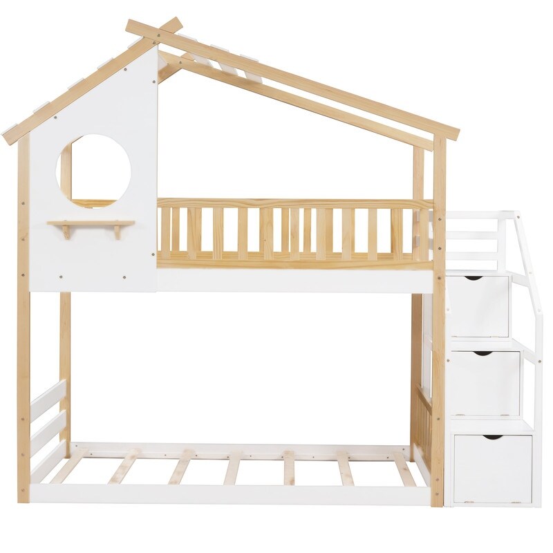 Girls bunk bed with stairs 2025