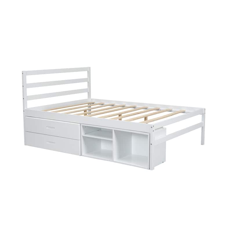 Wood Bed with Removable Storage Shelves