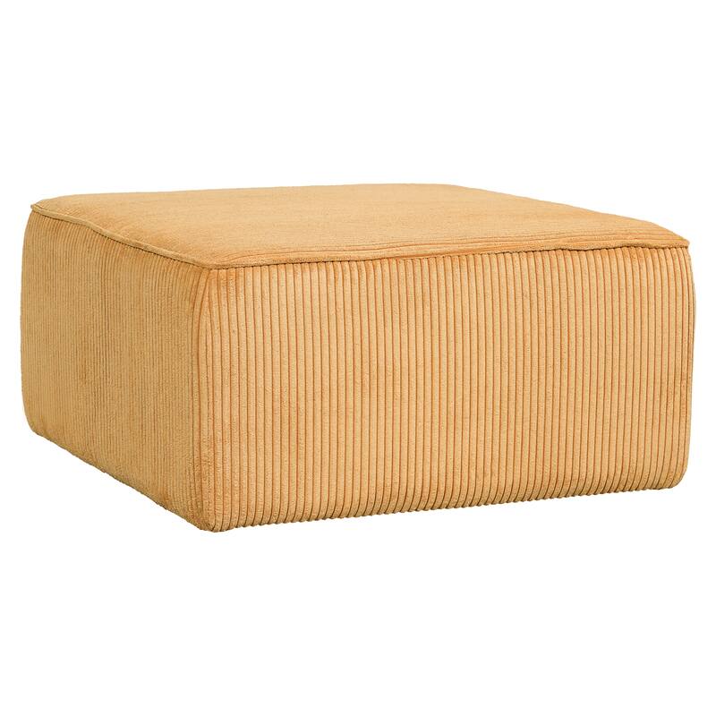 Christopher Knight Home - Modern Upholstered Corduroy Square Ottoman for Living Room with Plush Foam Cushion