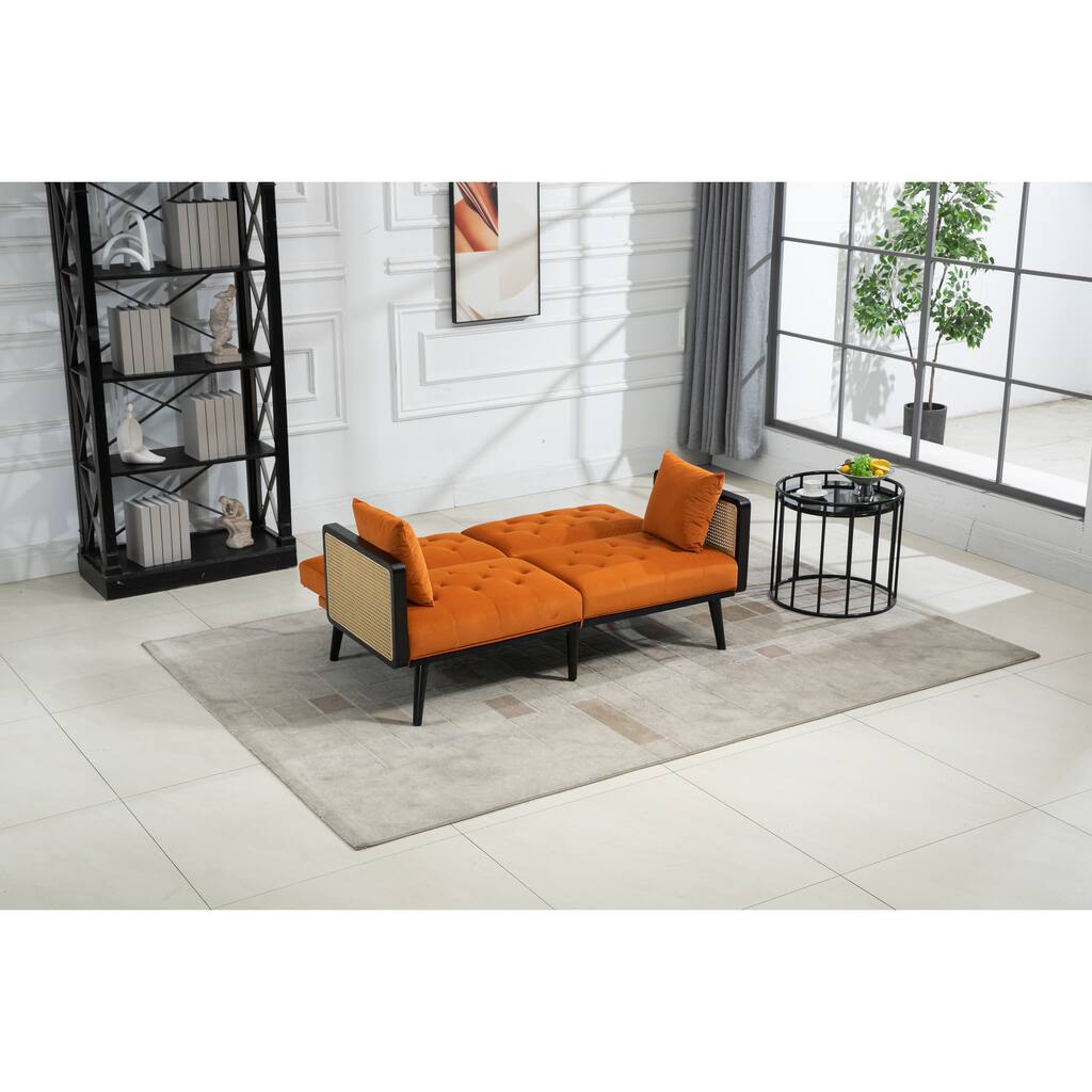 Morden Adjustable Futon Couch Velvet Sofa, Accent sofa, Loveseat Sofa