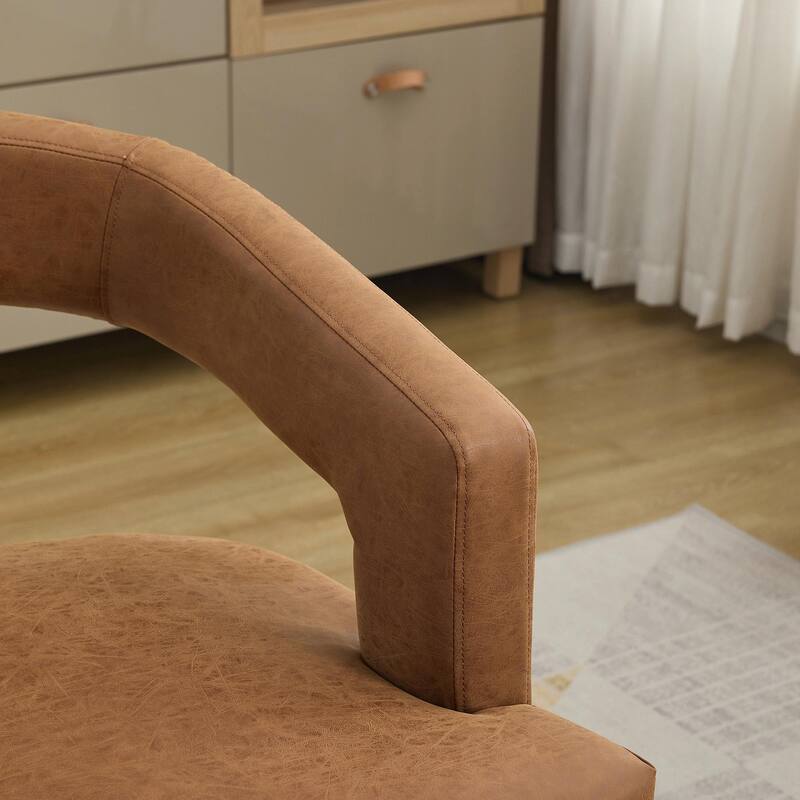 25.79" Wide Modern Barrel Open Back Upholstered Accent Chair with Weathered Solid Wood Legs