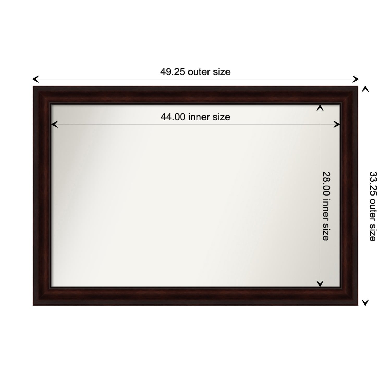 Coffee Bean Brown Framed Non-Beveled Custom Wall Mirror, Bathroom Vanity Mirror