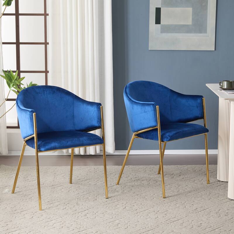 Christopher Knight Home - Victoria Velvet Upholstered Dining Chair Set with Gold Metal Frame