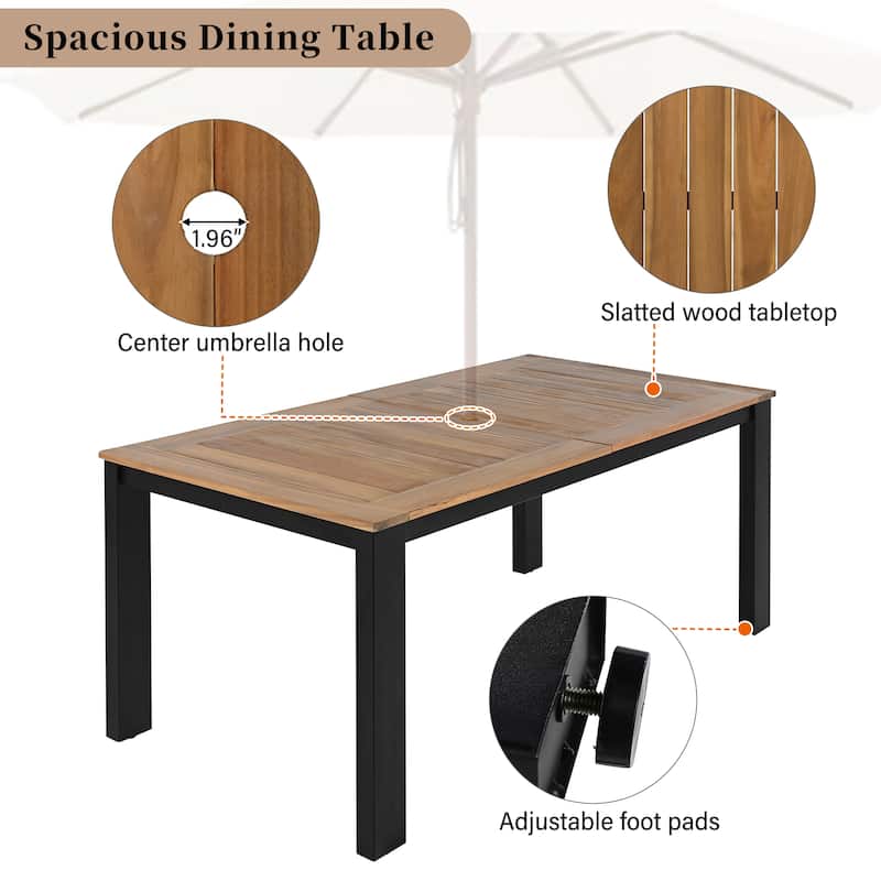 7-Piece Outdoor Patio Dining Set with Rectangular Table - Furniture Set for Garden, Backyard, Poolside