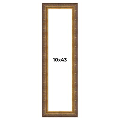 10x43 Frame Vintage Gold Solid Wood Picture Frame | 2.5 Inch Moulding