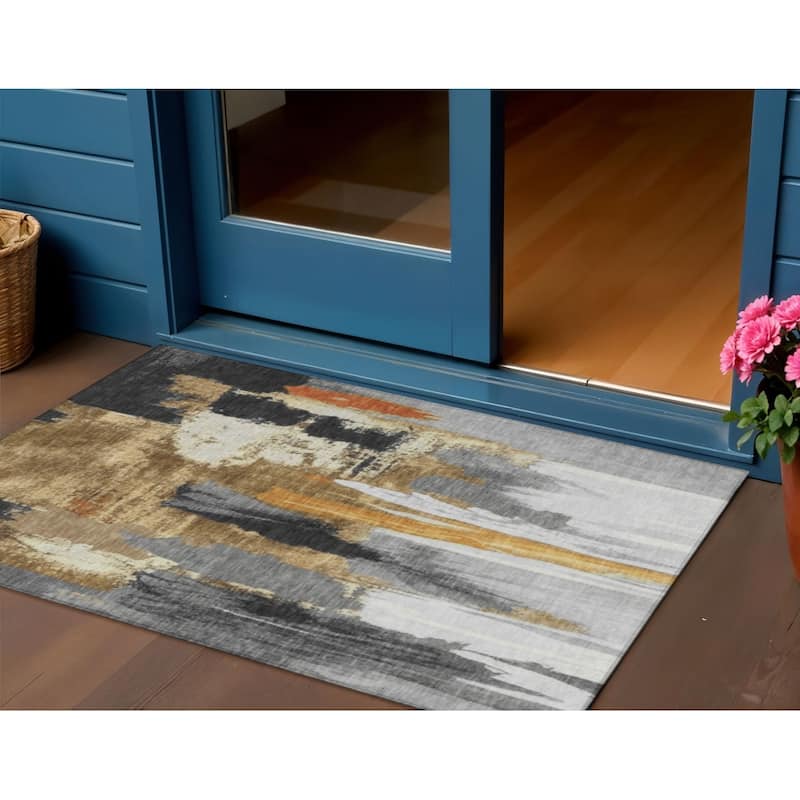 HomeRoots Abstract Transitional Rectangle Outdoor Rug - 3' x 5'