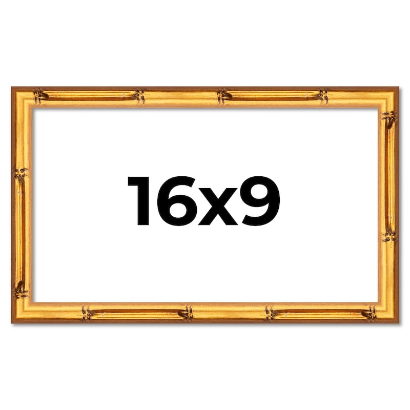 16x9 Frame Gold Bamboo Picture Frame Modern Photo Frame Includes UV Acrylic Shatter Guard Front Acid Free Foam Backing Board