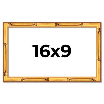 16x9 Frame Gold Bamboo Picture Frame Modern Photo Frame Includes UV Acrylic Shatter Guard Front Acid Free Foam Backing Board