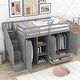 preview thumbnail 1 of 30, Loft Bed with Storage Shelves, Wardrobes, and Drawers, Grey